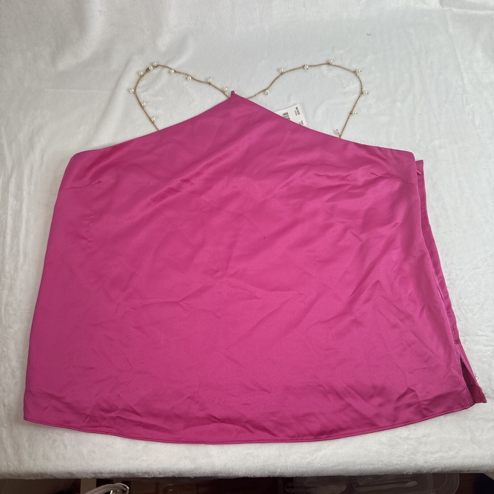 Versona cami Silky Top Metal Chains Straps Raspberry  Color Xxl New Dressy